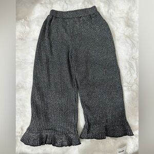 Zara Girls' Sparkly Wide Leg  Flared Trousers Black/ Silver